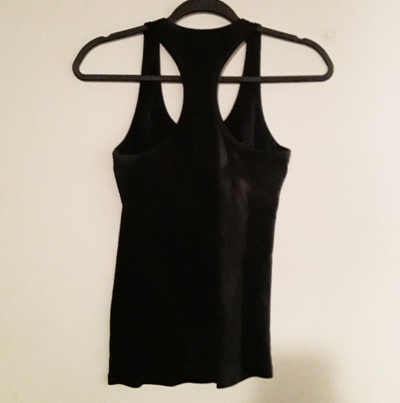 Bebe Womens Large Black Sporty Tank Top "Tough Love Bebe" in Silver Shiny Print - Picture 6 of 8